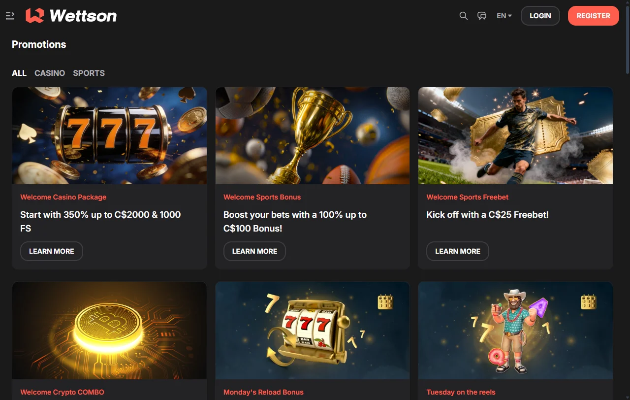 Wettson Casino game library showing 111 providers