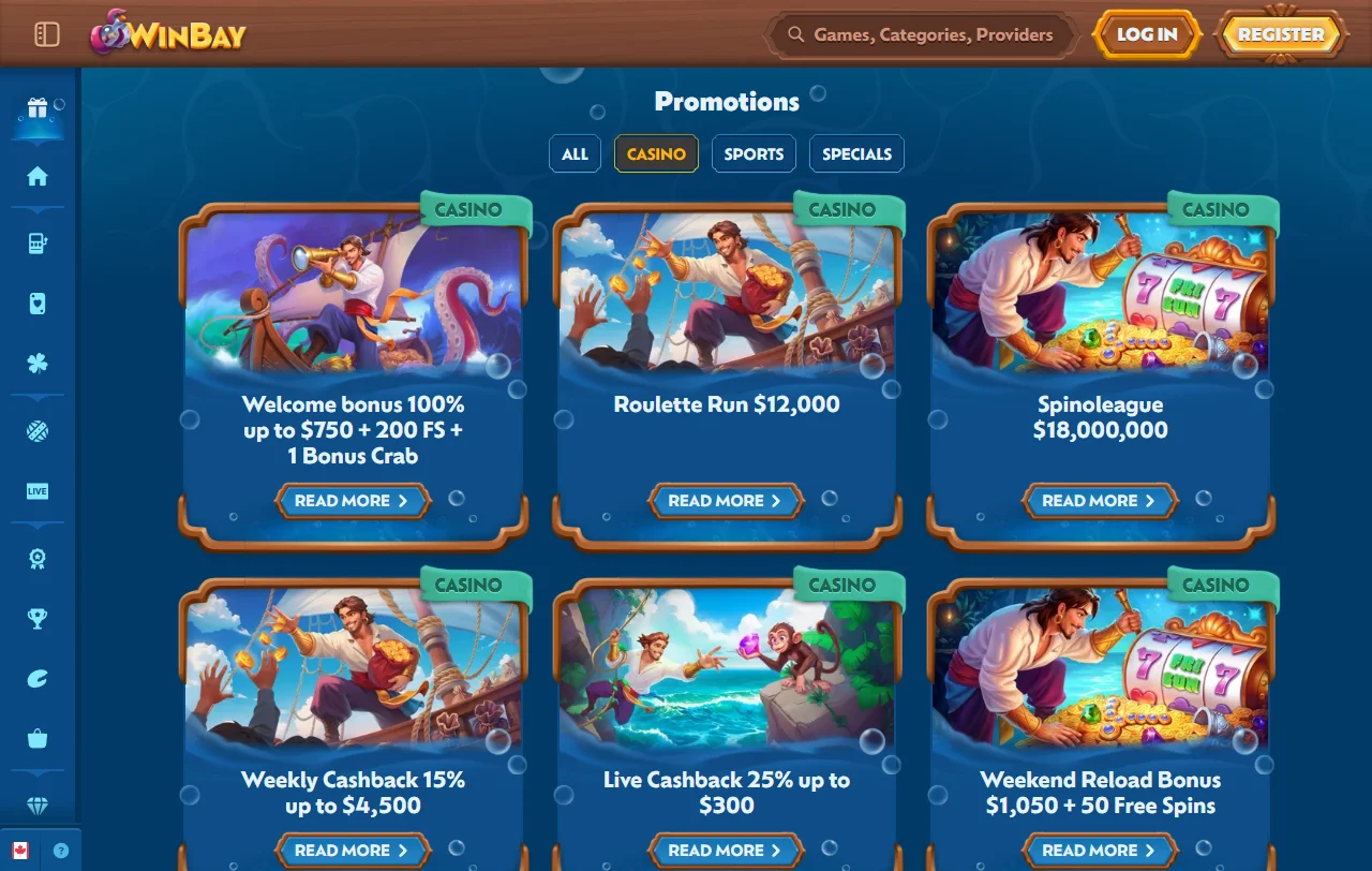 WinBay Casino games library and provider range for analysis