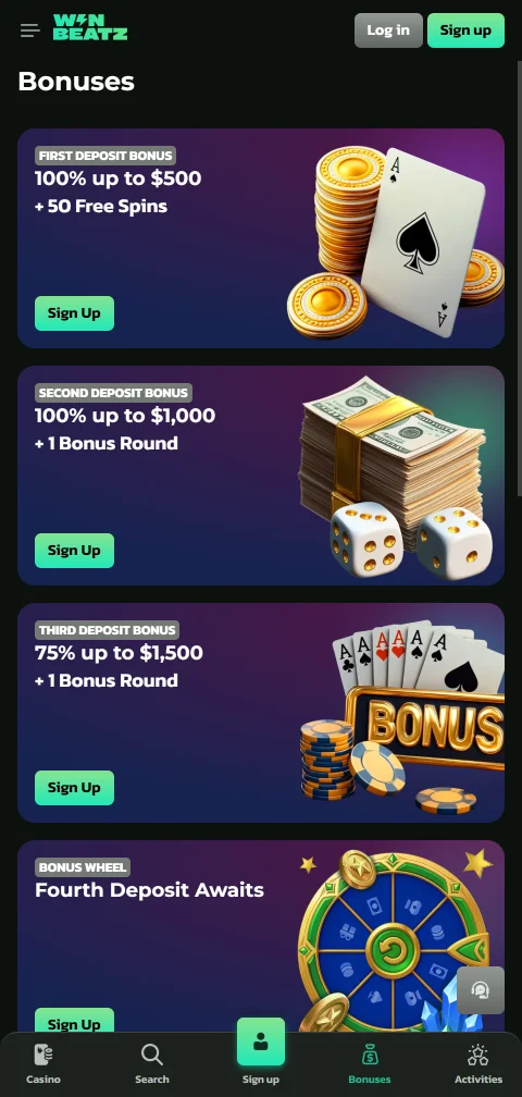 WinBeatz Casino mobile access and responsive play for smartphones
