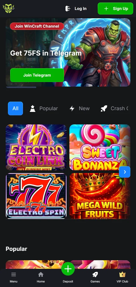 WinCraft Casino mobile access and browser play on Canadian phones