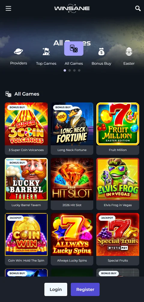 Winsane Casino deposits, withdrawals and payment methods summary