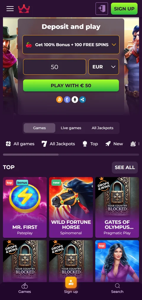 Wizebets Casino mobile access for Canada players on phones