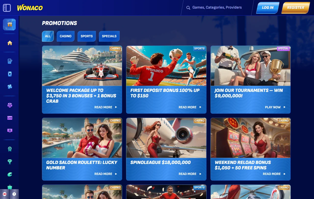 Wonaco Casino bonuses and welcome offer analysis for Canadian players