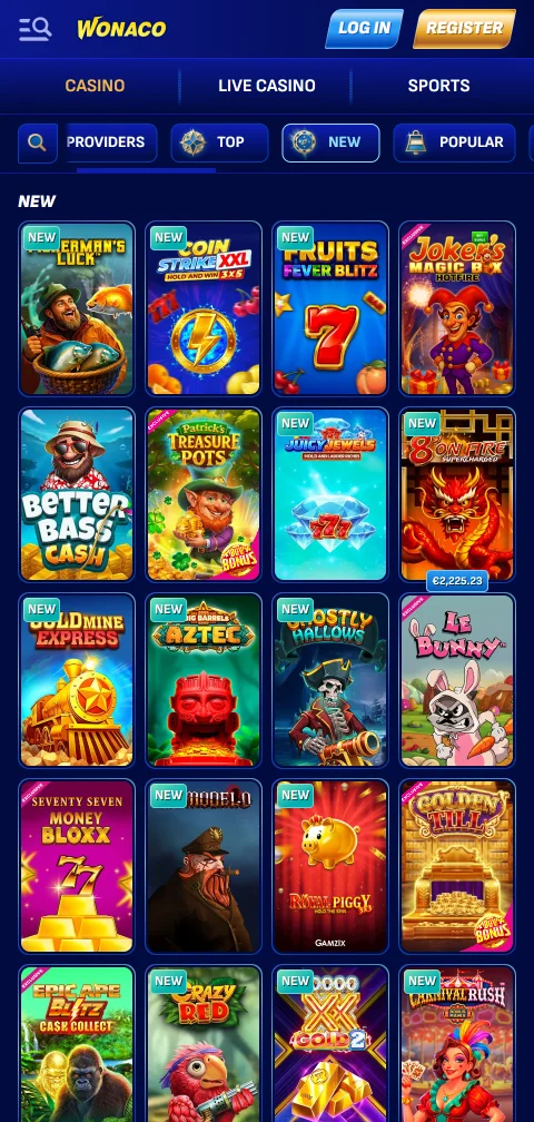 Wonaco Casino banking options including deposits and withdrawals for Canada
