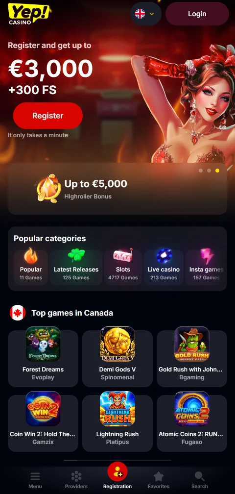 YEP Casino mobile gaming access for iPhone and Android users