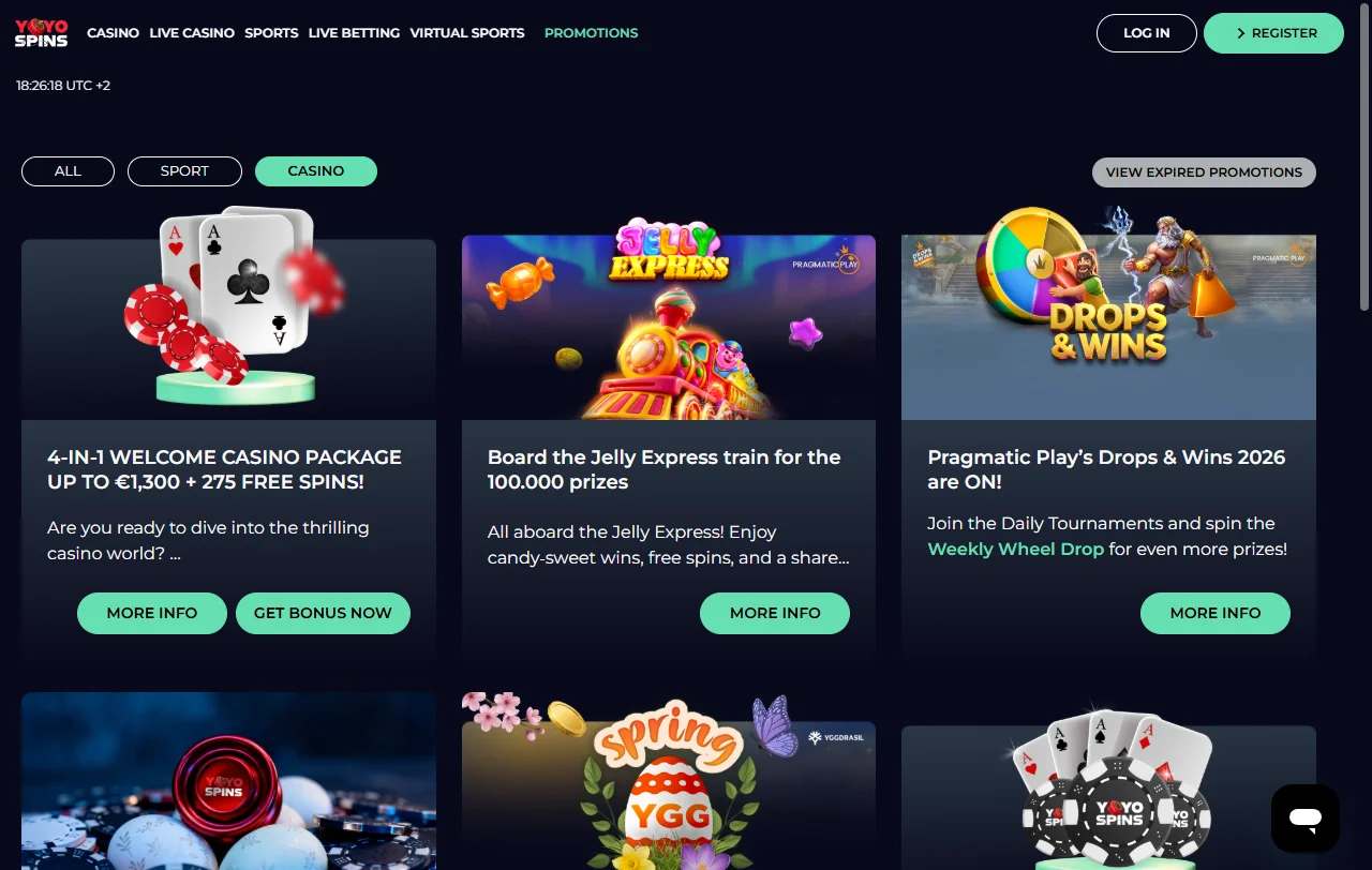 YoyoSpins Casino bonus terms and promotional structure