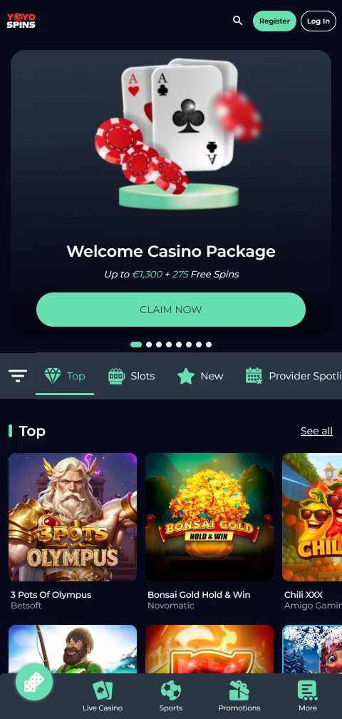 YoyoSpins Casino deposits, withdrawals and payment options