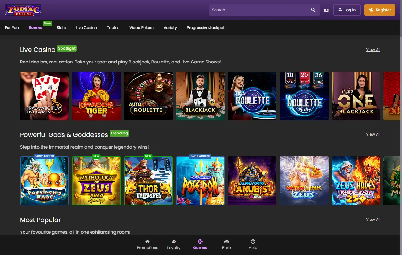 Zodiac Casino bonuses and welcome offer analysis for Canada